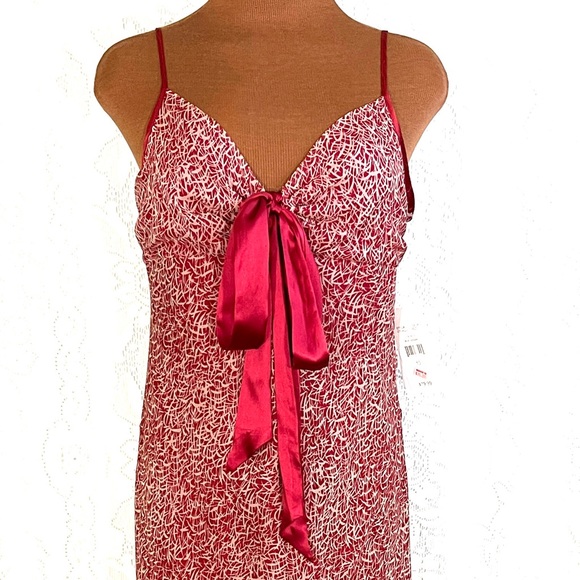 Hi Studio by Jonathan Martin Dress Sz 10 100% Silk Red/White Mix Spaghetti Strap - Picture 4 of 10